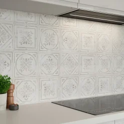 Carrelage mural interieur effet carreau de ciment blanc et béton L.20 x l.20 cm x ép.8,2 mm, Koney-GoodHome Hot