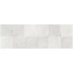 Carrelage mural intérieur effet béton blanc décor carrés texturés L.90 x l.30 cm x ép.8 mm, Pavlos