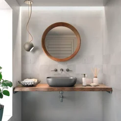 Carrelage mural intérieur effet béton blanc décor carrés texturés L.90 x l.30 cm x ép.8 mm, Pavlos