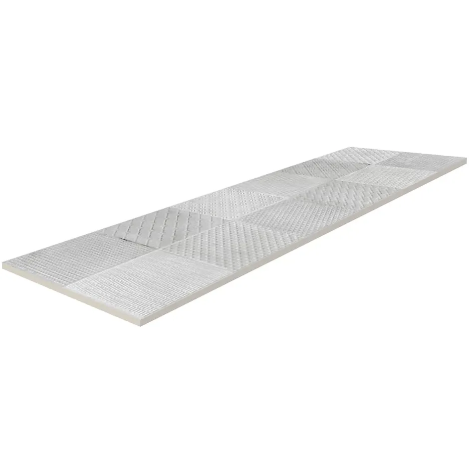 Carrelage mural intérieur effet béton gris décor carrés texturés L.90 x l.30 cm x ép.8 mm, Pavlos