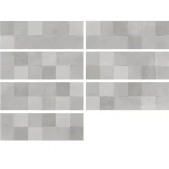 Carrelage mural intérieur effet béton gris décor carrés texturés L.90 x l.30 cm x ép.8 mm, Pavlos