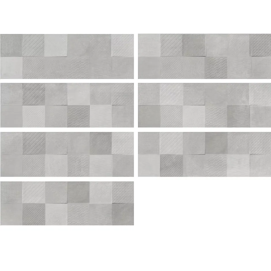 Carrelage mural intérieur effet béton gris décor carrés texturés L.90 x l.30 cm x ép.8 mm, Pavlos