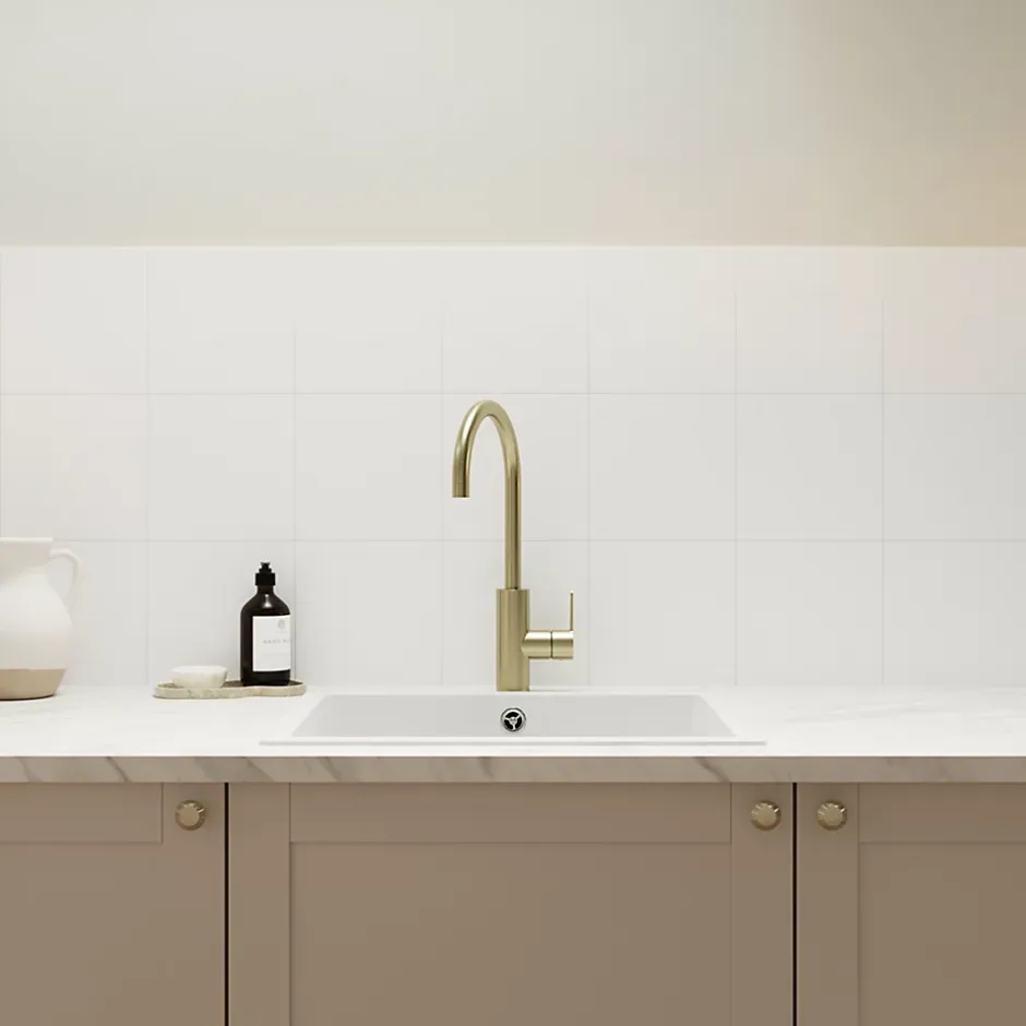 Carrelage mural intérieur blanc brillant L.20 x l.20 cm x ép.6,5 mm, Spezzia