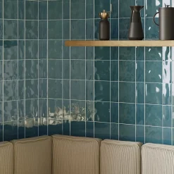 Carrelage mural intérieur Premium 15x45 cm Capri Teal finition brillante-Lux Mosaic Online