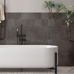 Carrelage mural intérieur effet béton anthracite L.90 x l.30 cm x ép.8 mm, Pavlos