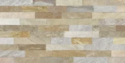 Carrelage mural intérieur effet pierre beige décor quartzite 3D L.60 x l.30 cm x ép.8,2 mm, Quartz 3D- Online