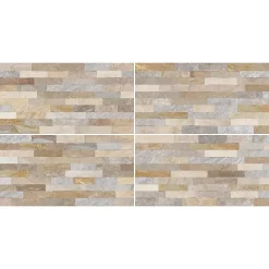 Carrelage mural intérieur effet pierre beige décor quartzite 3D L.60 x l.30 cm x ép.8,2 mm, Quartz 3D- Online