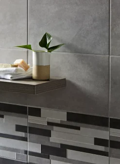 Carrelage mural intérieur décoratif effet béton, gris clair, noir L.25 x l.40 cm x ép.8,8 mm, Cimenti
