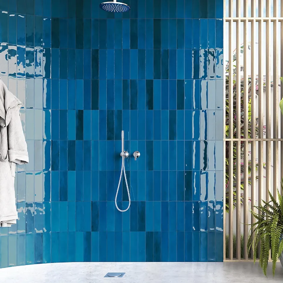 Lux Mosaic Carrelage mural intérieur/exterieur. Grès cérame Zellige Blue 7x28cm