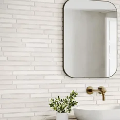 Carrelage Mural Intérieur/Extérieur Grès cérame Premium 15x45 cm Amsterdam White Rectangulaire Effet Brique-Lux Mosaic Hot