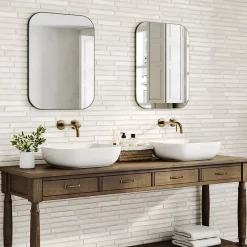 Carrelage Mural Intérieur/Extérieur Grès cérame Premium 15x45 cm Amsterdam White Rectangulaire Effet Brique-Lux Mosaic Hot