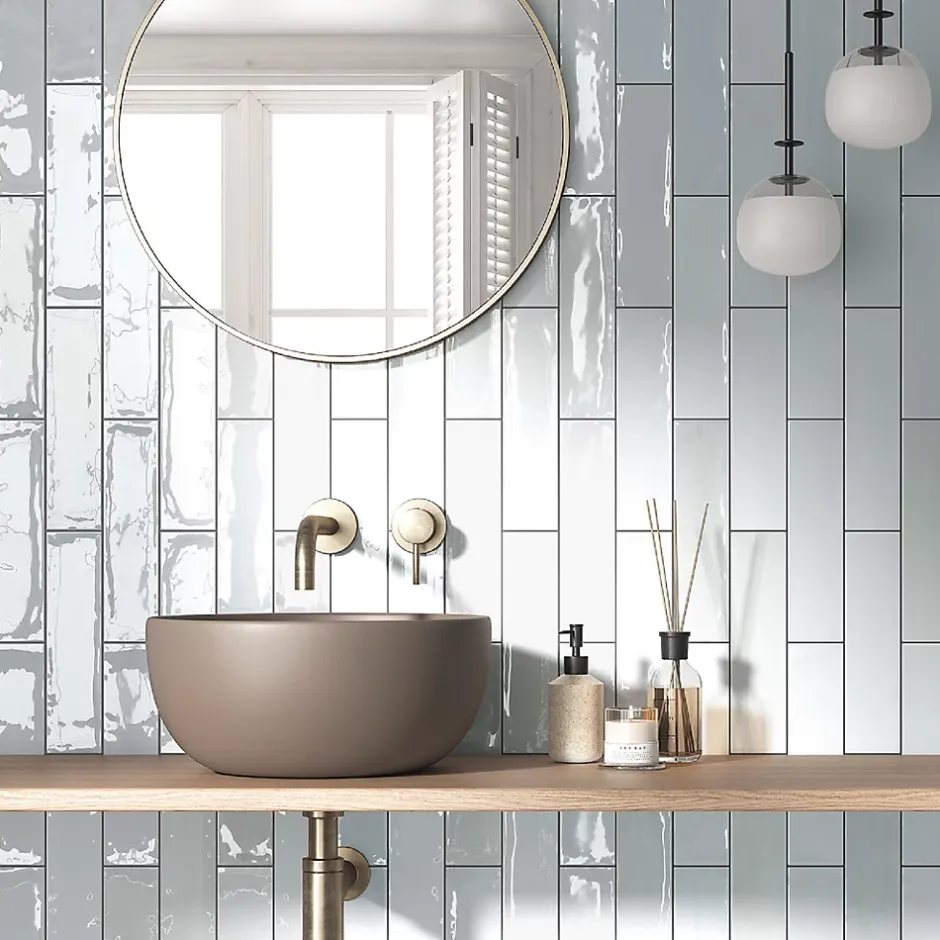 Lux Mosaic Carrelage mural intérieur/exterieur. Grès cérame Zellige White 7x28cm