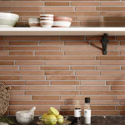 Lux Mosaic Carrelage Mural Intérieur/Extérieur Grès cérame Premium 15x45 cm Amsterdam Cotto Rectangulaire Effet Brique