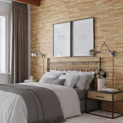 Carrelage Mural Intérieur/Extérieur Grès cérame Premium 15x45 cm Amsterdam Ocre Rectangulaire Effet Brique-Lux Mosaic Hot