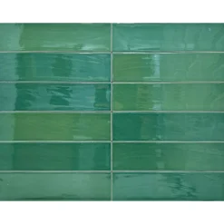 Carrelage mural intérieur/exterieur. Grès cérame Zellige Green 7x28cm-Lux Mosaic Best