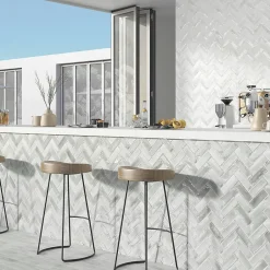 Lux Mosaic Carrelage Mural Mini Metro 5x15cm Premium. Beret White Brillant