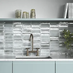 Lux Mosaic Carrelage Mural Mini Metro 5x15cm Premium. Beret Steel Brillant