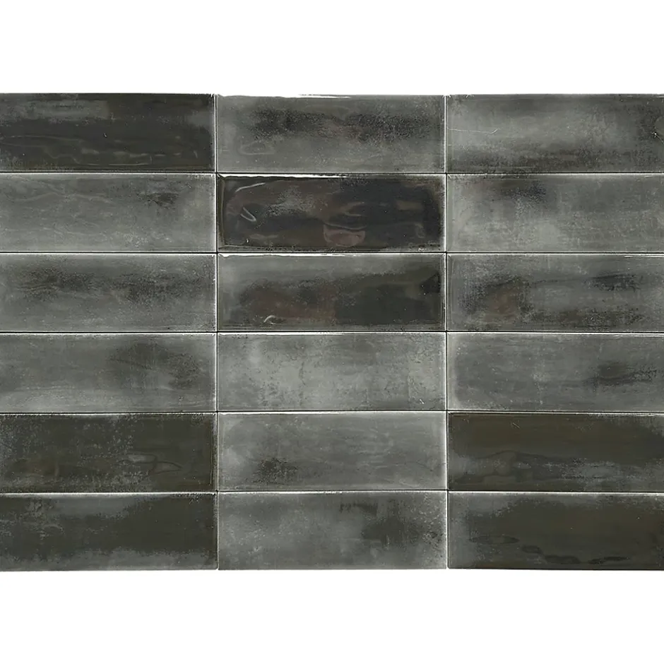 Carrelage Mural Mini Metro 5x15cm Premium. Beret Coal Brillant-Lux Mosaic Outlet