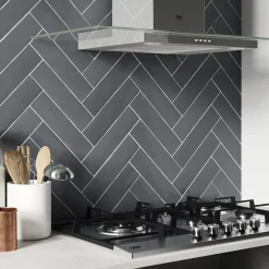 Carrelage mural Vernisse 30,1 x 7,5 cm gris foncé-GoodHome Online