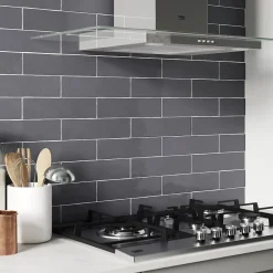 Carrelage mural Vernisse 30,1 x 7,5 cm gris foncé-GoodHome Online