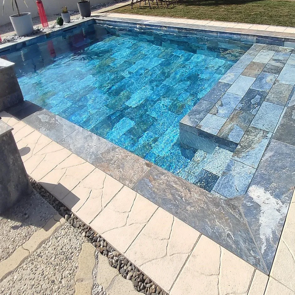 Concept Mosaïque Carrelage Piscine BALI BLUE 30x60 cm EFFET PIERRE DE BALI