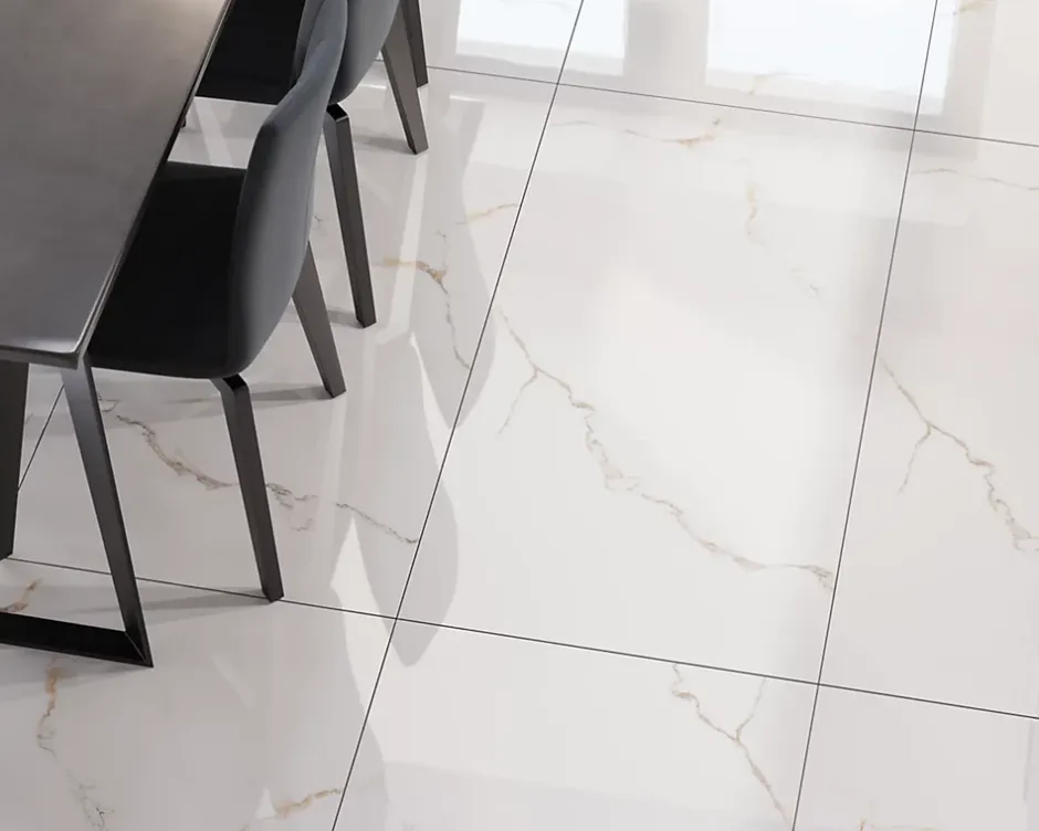 Ilcom Carrelage rectifié pour sol ou mur intérieur ou extérieur 60 cm x 120 cm - Torrence white