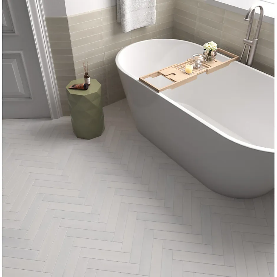 Eiffel art construction Carrelage sol / mur brique effet béton beige mate 6x30 cm WADI BEIGE