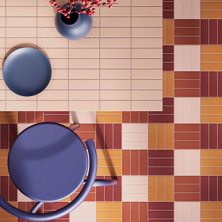 Aelle Carrelage Carrelage sol / mur briquette rectangulaire uni rouge brillant 5X15 cm FÄRGBLOCK LUCIDO CANNELLA FGB110L