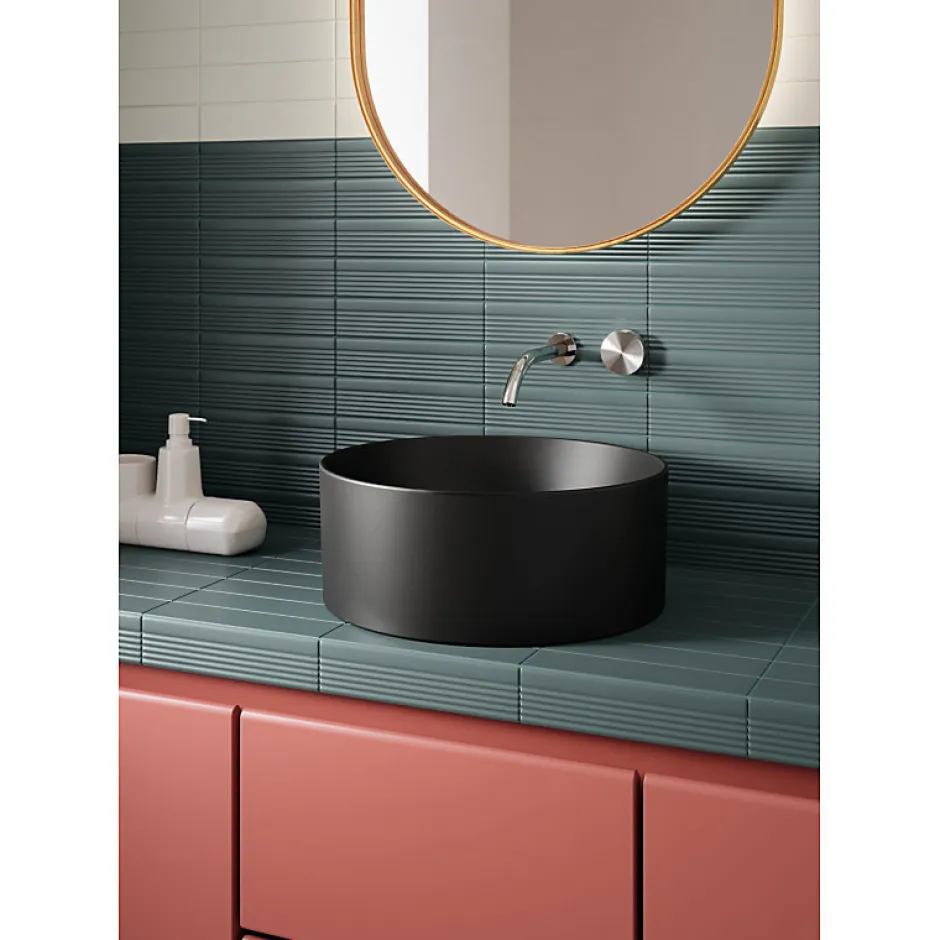 Carrelage sol / mur brique uni bleu vert 5,6x23,2 cm MODULO BASE MUSCHIO-Aelle Carrelage Best