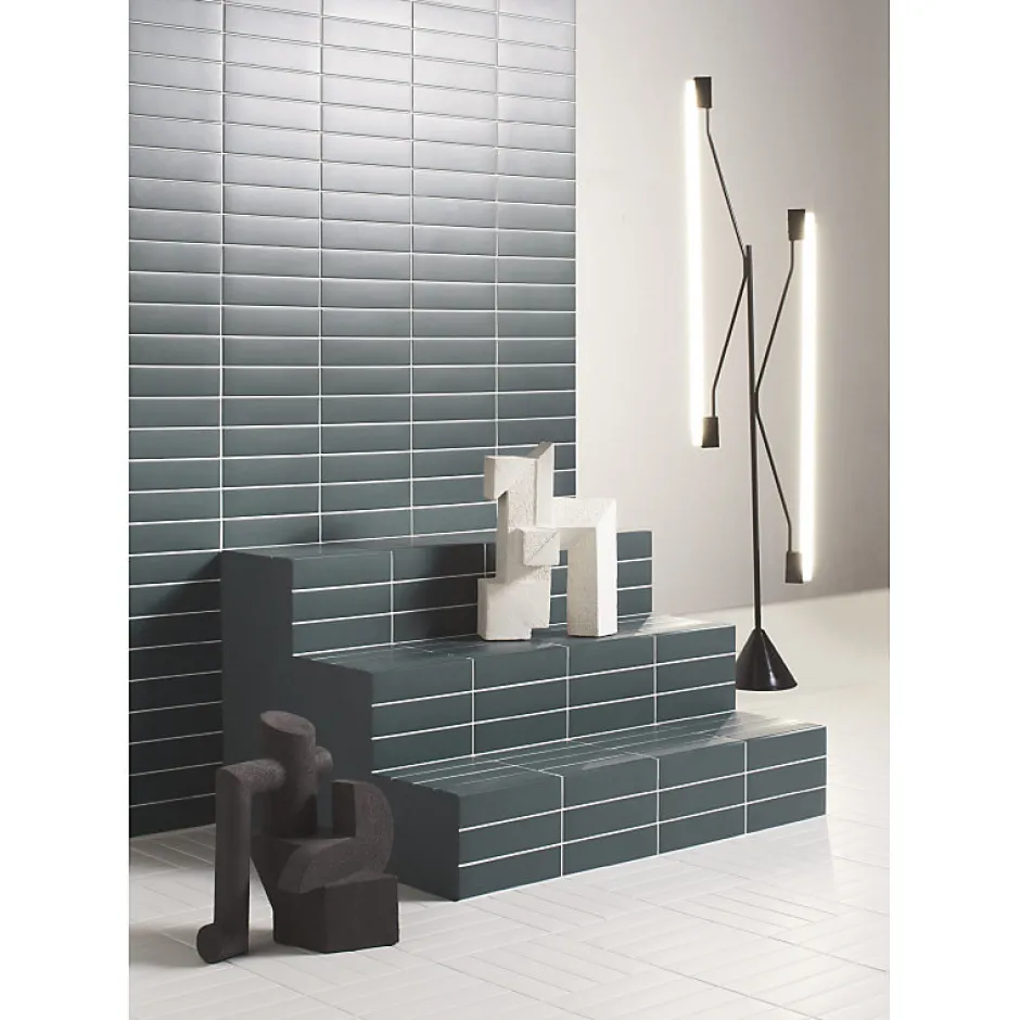 Carrelage sol / mur brique uni bleu vert 5,6x23,2 cm MODULO BASE MUSCHIO-Aelle Carrelage Best