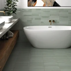 Eiffel art construction Carrelage sol / mur brique effet béton vert menthe mate 6x30 cm WADI MINT