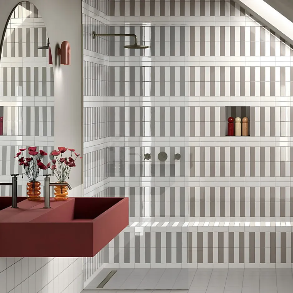 Carrelage sol / mur briquette rectangulaire uni cendre brillant 5X15 cm FÄRGBLOCK LUCIDO CENERE FGB103L-Aelle Carrelage Sale