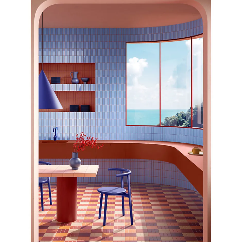 Aelle Carrelage Carrelage sol / mur briquette rectangulaire uni rose brillant 5X15 cm FÄRGBLOCK LUCIDO CIPRIA FGB108L