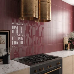 Eiffel art construction Carrelage sol / mur brique effet béton rouge mate 6x30 cm WADI GARNET