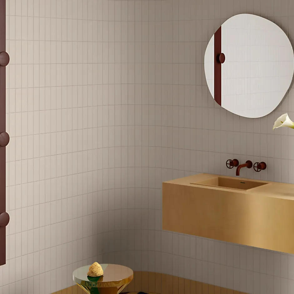 Aelle Carrelage Carrelage sol / mur briquette rectangulaire uni blanc brillant 5X15 cm FÄRGBLOCK LUCIDO BIANCO FGB101L