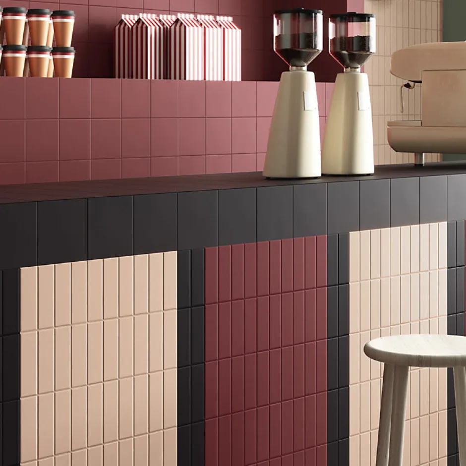 Carrelage sol / mur briquette rectangulaire uni rouge mate 5X15 cm FÄRGBLOCK MATT BORGOGNA FGB 124M-Aelle Carrelage Sale