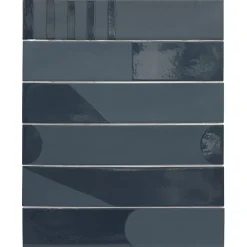 Carrelage sol / mur brique déco mixe mate et brillant effet béton bleu pétrole 6x30 cm WADI DECOR INDACO-Aelle Carrelage New