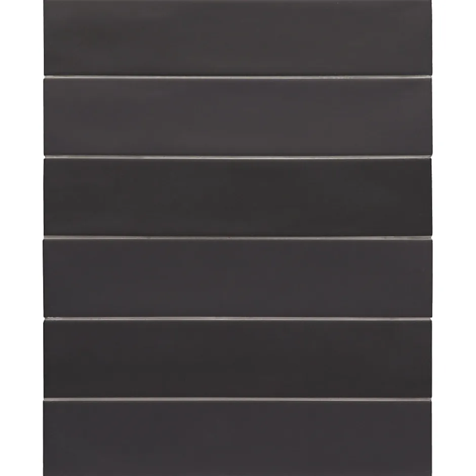 Eiffel art construction Carrelage sol / mur brique effet béton noir mate 6x30 cm WADI NOIR