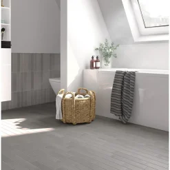 Aelle Carrelage Carrelage sol / mur brique déco mixe mate et brillant effet béton gris 6x30 cm WADI DECOR STONE