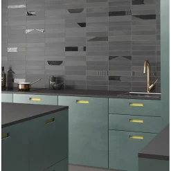 Carrelage sol / mur brique déco mixe mate et brillant effet béton noir 6x30 cm WADI DECOR NOIR-Aelle Carrelage Clearance