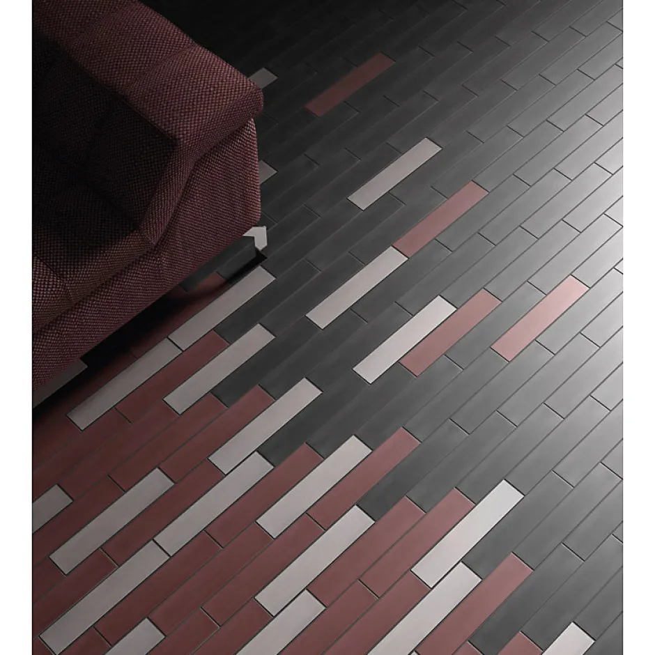 Carrelage sol / mur brique déco mixe mate et brillant effet béton noir 6x30 cm WADI DECOR NOIR-Aelle Carrelage Clearance