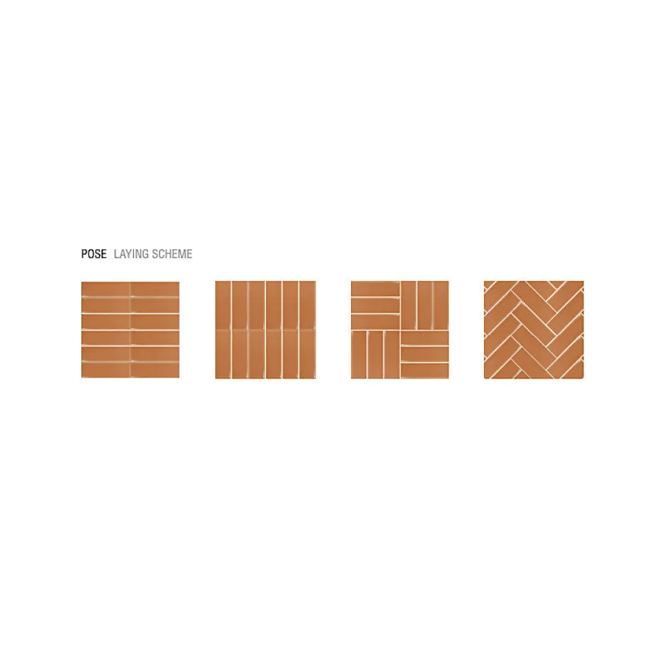 Carrelage sol / mur briquette rectangulaire uni orange brillant 5X15 cm FÄRGBLOCK LUCIDO ARANCIO FGB109L-Aelle Carrelage Discount