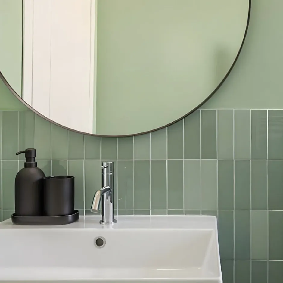 Aelle Carrelage Carrelage sol / mur briquette rectangulaire uni vert menthe mate 5X15 cm FÄRGBLOCK MATT MENTA FGB119M