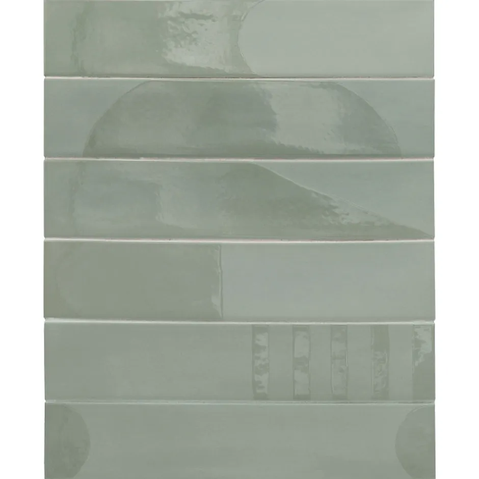 Aelle Carrelage Carrelage sol / mur brique déco mixe mate et brillant effet béton vert menthe 6x30 cm WADI DECOR MINT