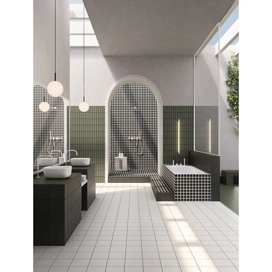 Aelle Carrelage Carrelage sol / mur décor géométrique vert et noir 18,6x18,6 cm OLTRE3 Nero Verde