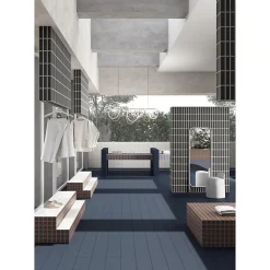 Aelle Carrelage Carrelage sol / mur décor mosaique terracotta et bleu 18,6x18,6 cm OLTRE9 Cotto Blu