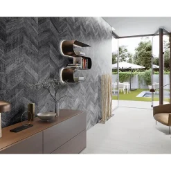 Eiffel art construction Carrelage sol / mur effet bois design chevron 60x120 cm ARTWOOD CHEVRON BLACK (vendu par boite de 1.44m2)