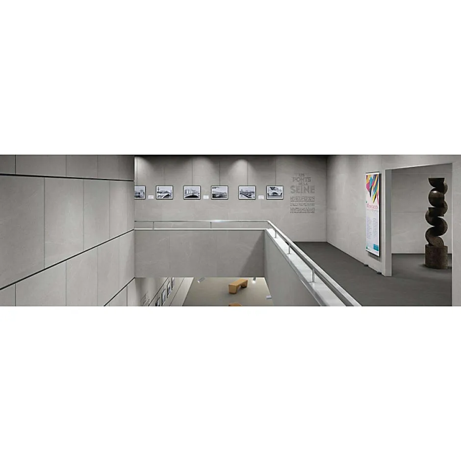 Carrelage sol / mur effet pierre 120x120 cm SEINE R GRIS(vendu par boite de 1.44m2)-Eiffel art construction