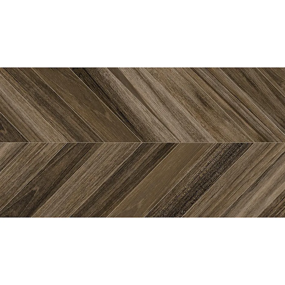 Aelle Carrelage Carrelage sol / mur effet bois design chevron BELICE AGADIR CARBON 60x120 cm