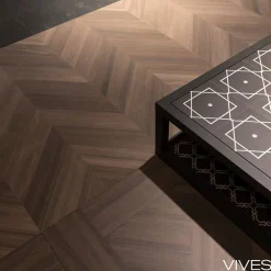 Aelle Carrelage Carrelage sol / mur effet bois design chevron BELICE AGADIR CARBON 60x120 cm